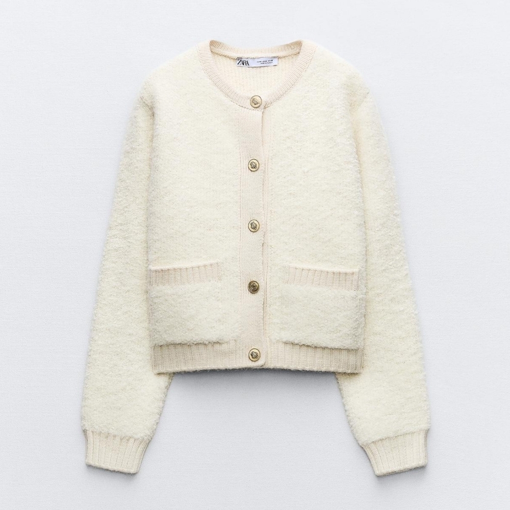 Zara Boucle Knit Cardigan